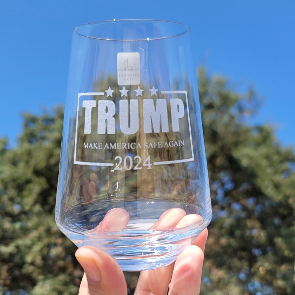 Trump Make America Safe Again Stemless Wine Glass 🇺🇸 2024